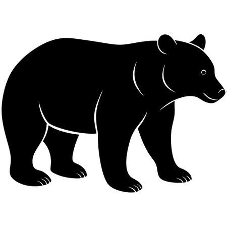 Black silhouette of a bear on a white background. Vector illustration.のイラスト素材