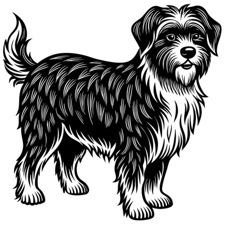 Long-haired Terrier.Vector illustration ready for vinyl cutting.のイラスト素材