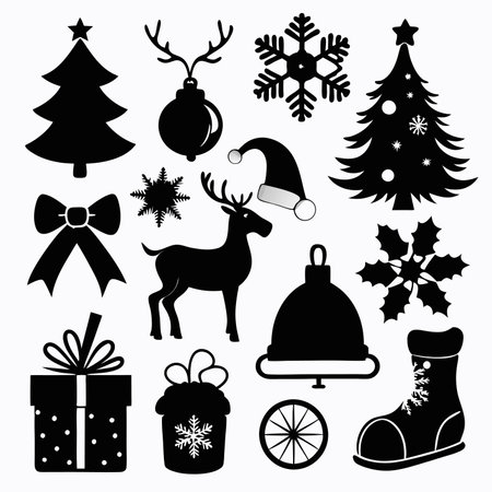 Christmas Icons Set. Vector Illustration. Isolated On White Backgroundのイラスト素材