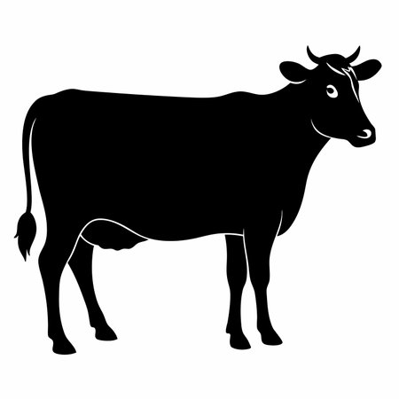 cow black silhouette isolated on a white background. vector illustration for your designのイラスト素材