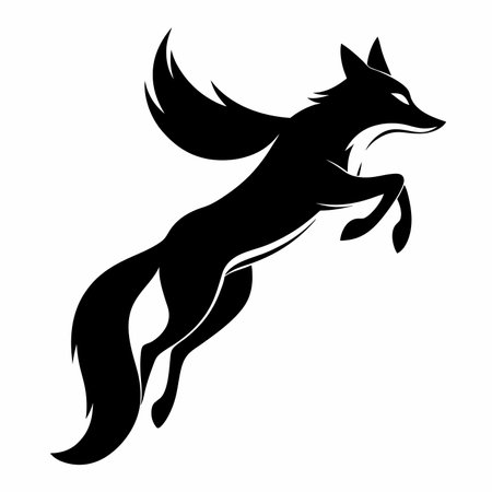 Black silhouette of a fox on a white background. Vector illustration.のイラスト素材