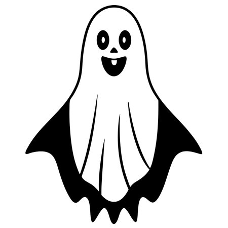 Halloween ghost icon. Vector illustration in black and white colors.のイラスト素材