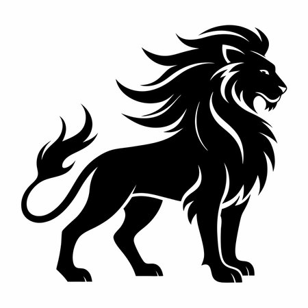 Lion silhouette isolated on white background. Vector illustration for your designのイラスト素材