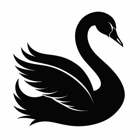 swan animal icon over white background. black and white design. vector illustrationのイラスト素材
