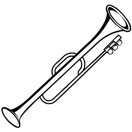 Vector illustration of a trumpet on a white background. Musical instrument.のイラスト素材