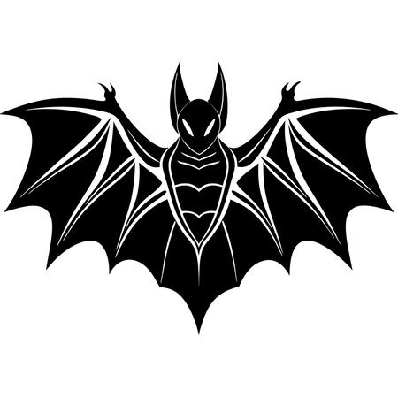 Bat.Black and white vector illustration. Isolated on white background.のイラスト素材