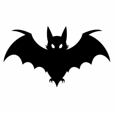Bat silhouette on white background. Halloween icon. Vector illustration. Eps 10.のイラスト素材