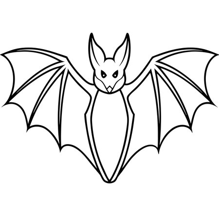 Black and white vector illustration of a bat. Isolated on white background.のイラスト素材