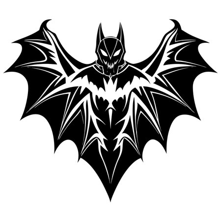 Bat. Black and white vector illustration. Isolated on white background.のイラスト素材