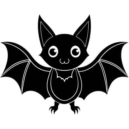 Cute cartoon bat isolated on a white background. Vector illustration.のイラスト素材