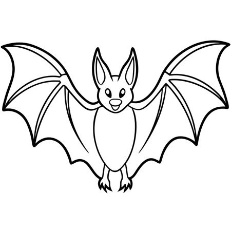 Black and White Cartoon Illustration of Funny Bat Animal for Coloring Bookのイラスト素材