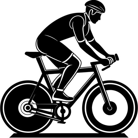 Cyclist.Vector illustration ready for vinyl cutting.outline styleのイラスト素材