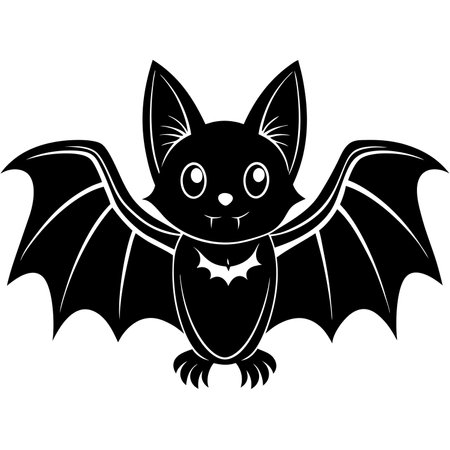 Bat - black and white vector illustration, isolated on white background.のイラスト素材