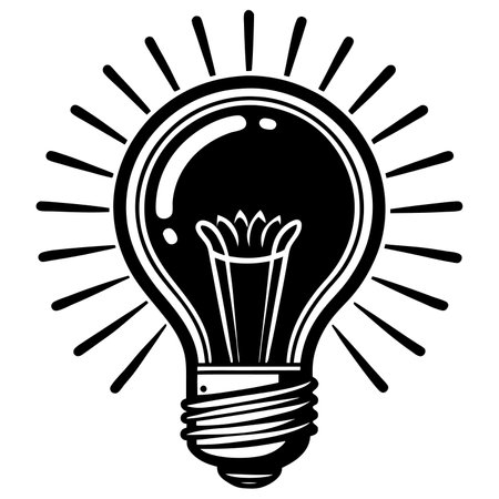 Light bulb icon. Vector illustration. Black and white. Isolated on white background.のイラスト素材