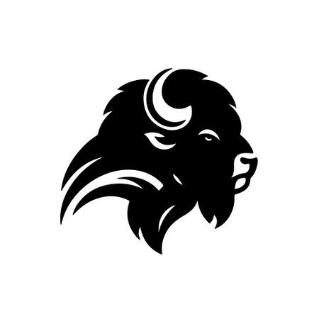 Bison head logo template vector icon illustration design on white background.のイラスト素材
