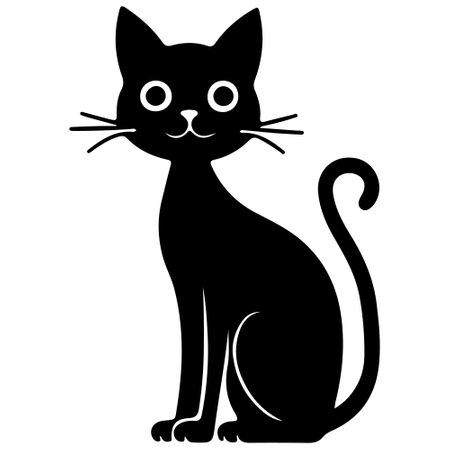 Black cat isolated on white background. Vector illustration for your design.のイラスト素材