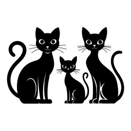 Black cat family icon. Simple illustration of black cat family vector icon for webのイラスト素材