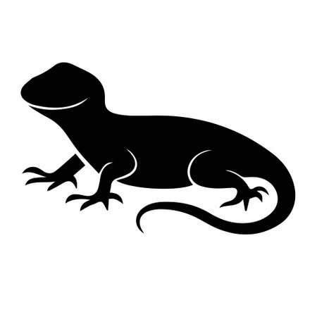 Lizard silhouette isolated on white background. Reptile vector illustration.のイラスト素材