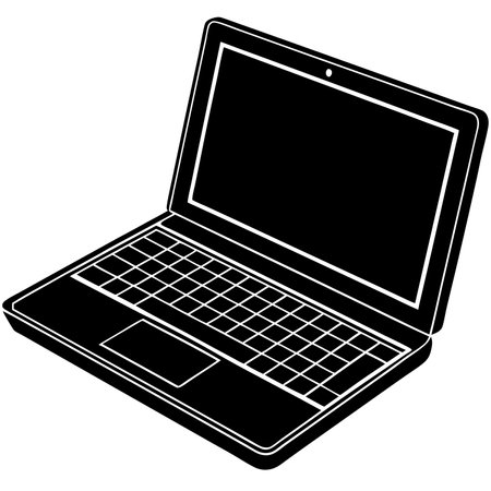 laptop computer isolated icon vector illustration design  black on white backgroundのイラスト素材