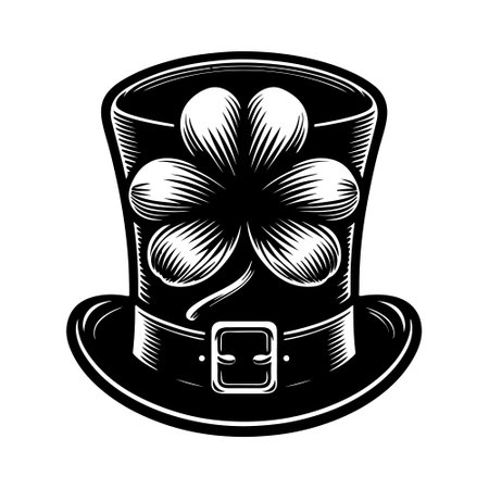St. Patrick's Day hat with clover. Vector illustration.のイラスト素材