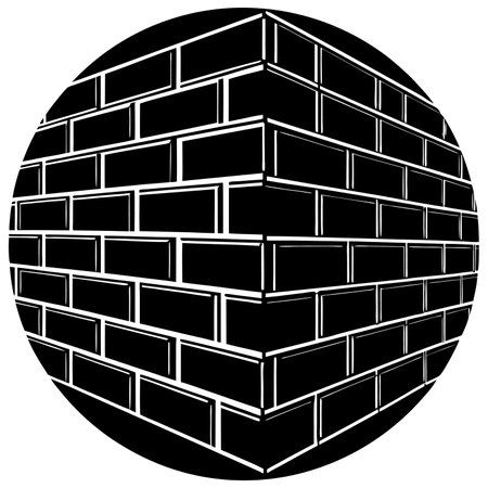 Brick wall, vector illustration. Black and white brick wall.のイラスト素材