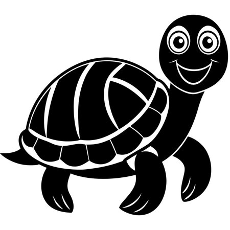 Turtle - Black and White Cartoon Illustration, Isolated On White Backgroundのイラスト素材