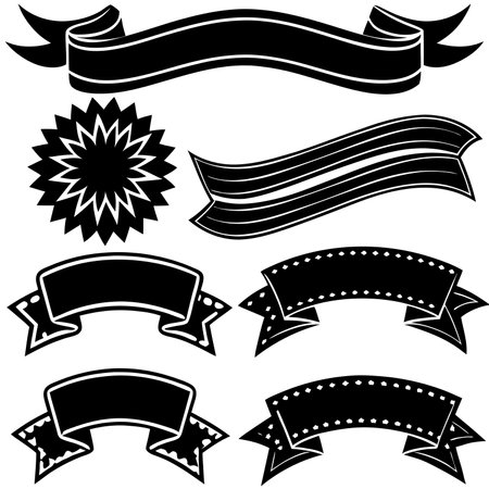 Set of black ribbons isolated on white background. Vector illustration.のイラスト素材