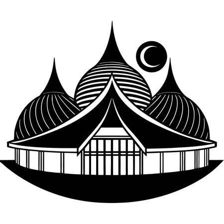 Silhouette of indian temple on white background, vector illustrationのイラスト素材