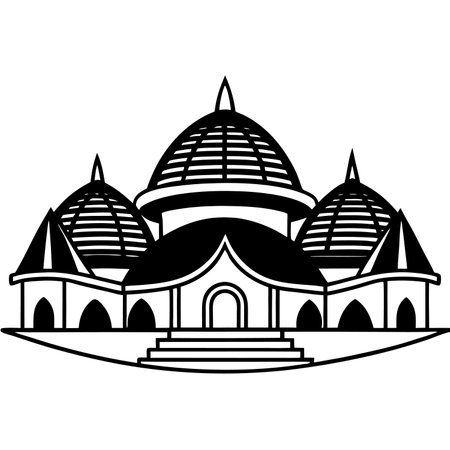 Mosque icon in black and white. Vector illustration for your designのイラスト素材