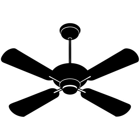 Ceiling fan vector icon. Flat black illustration isolated on white background.のイラスト素材
