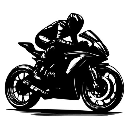 Motorcycle rider in action. Vector illustration of a motorcycle on white background.のイラスト素材