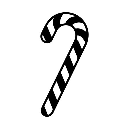 candy cane icon over white background, line style, vector illustrationのイラスト素材