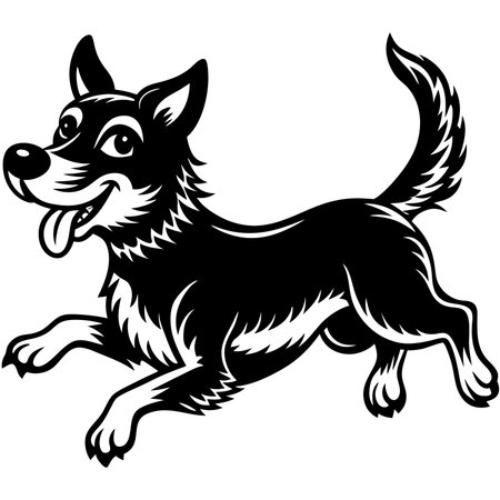 Chihuahua - German Shepherd.Vector illustration ready for vinyl cutting.のイラスト素材