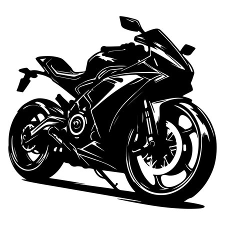 Motorcycle. Black and white vector illustration isolated on white background.のイラスト素材