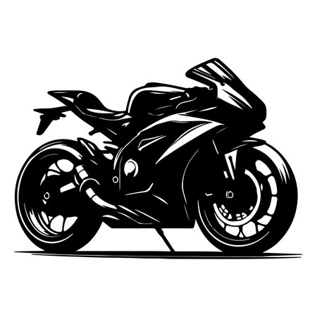 Motorcycle black and white vector illustration isolated on a white background.のイラスト素材