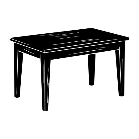 wooden table icon over white background, flat design, vector illustrationのイラスト素材