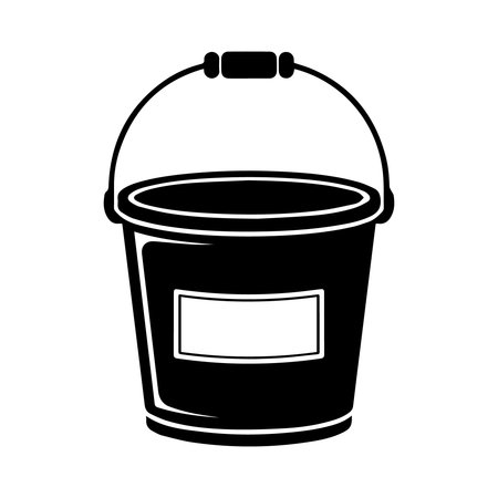 bucket icon image vector illustration design  black and white silhouette styleのイラスト素材