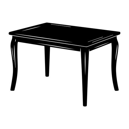 Wooden table isolated on white background. Black and white vector illustration.のイラスト素材