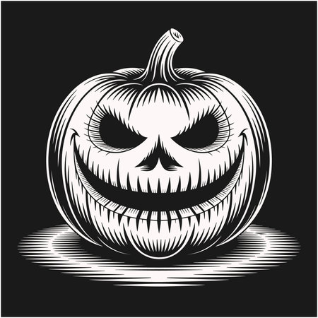 Elegant halloween pumpkin carvings decorated with roses daisies and botanical patterns. Unique gothic floral design perfect for fall t shirts seasonal decorations and spooky vector art. Creative halloween illustration blending flowers with pumpkins for stylish seasonal fashion and festive graphics.のイラスト素材