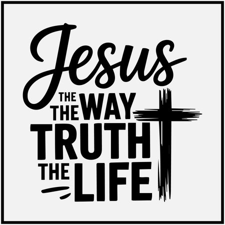 Show your faith with this trendy "Jesus the Way the Truth the Life" t-shirt design featuring a bold leopard print for the word "Jesus" and a powerful cross. This modern and stylish design is perfect for those who want to express their Christian beliefs with a fashionable twist.のイラスト素材