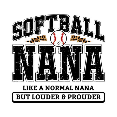 Bold vintage typography design for proud softball grandmas with a playful quote about being loud and proud. Perfect t shirt design for family sports fans. Trendy vector art with athletic style lettering for apparel, mugs, and posters. Fun softball quote design full of team spirit.のイラスト素材