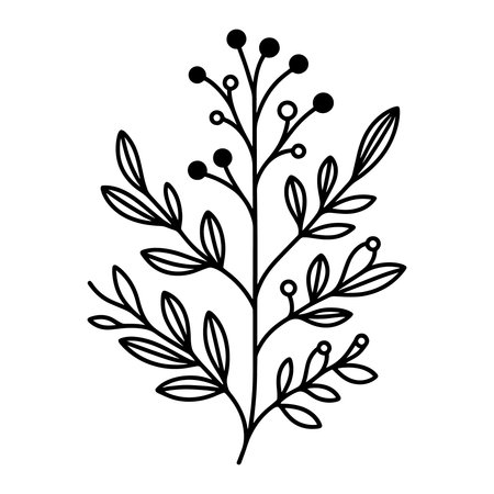 Elegant floral bouquet illustration with three flowers and leaves in black and white line art. Perfect for coloring pages, botanical prints, tattoo art, and digital designs. Simple yet beautiful flower drawing for creative projects and decorative artwork.のイラスト素材