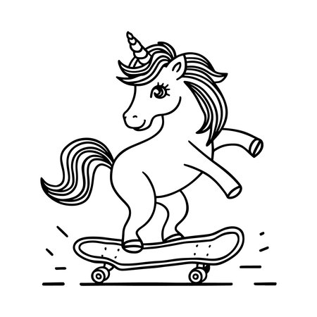 Elegant pegasus unicorn vector design featuring detailed wings and a flowing mane in artistic line art style. Perfect for coloring pages, tshirt prints, posters, and fantasy artwork. Great for kids projects, magical themes, and creative decorative illustrations.のイラスト素材