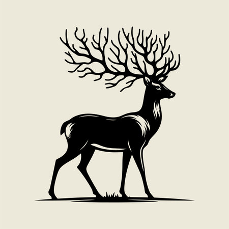 Adorable cartoon deer outline vector with big eyes and antlers in playful style. Perfect for t shirt design, kids illustrations, stickers, and decorative prints. Creative line art drawing ideal for animal themed artwork, minimalist tattoos, and digital graphic design projects.のイラスト素材