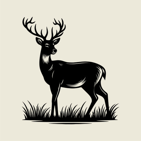 Adorable cartoon deer outline vector with big eyes and antlers in playful style. Perfect for t shirt design, kids illustrations, stickers, and decorative prints. Creative line art drawing ideal for animal themed artwork, minimalist tattoos, and digital graphic design projects.のイラスト素材