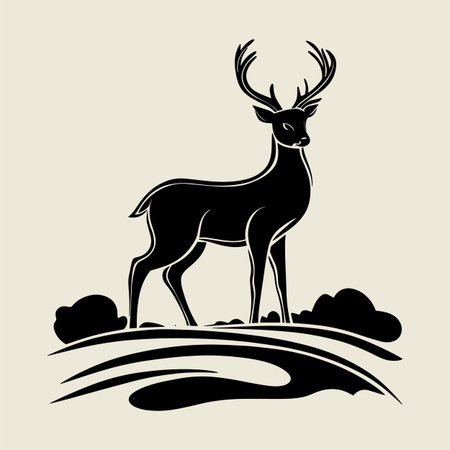 Detailed floral deer skull vector illustration featuring large antlers and botanical decoration in boho vintage style. Perfect for tattoos, t shirt prints, and decorative art projects. Elegant black line artwork ideal for digital art, crafts, and rustic nature inspired design.のイラスト素材