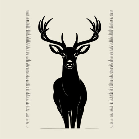 Detailed floral deer skull vector illustration featuring elegant antlers and blooming flowers. Perfect for tattoo designs, t shirt prints, home decor, and boho style artwork. Black and white line art ideal for creative crafting, digital art, and nature inspired decorative projects.のイラスト素材