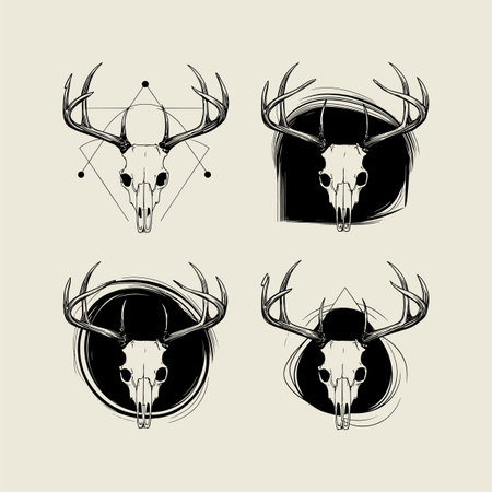 Elegant deer vector illustration featuring a proud stag with detailed antlers in stylish line art design. Perfect for tattoos, t shirt prints, wildlife logos, and decorative artwork. Black and white vector drawing ideal for creative projects, digital crafts, and forest inspired themes.のイラスト素材