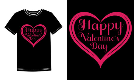 Stylish Valentines Day t shirt vector design featuring heart shapes, typography and romantic love theme. Perfect for couples gift, print design, apparel decoration, and celebration of love and friendship on Valentine season.のイラスト素材
