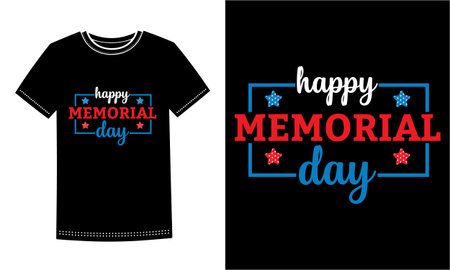 Happy Memorial Day typography t-shirt design, black and whiteのイラスト素材